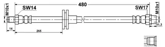 ATE Front Brake Hydraulic Hose - 34301166118