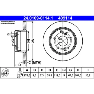 ATE Rear Disc Brake Rotor - 2034230112