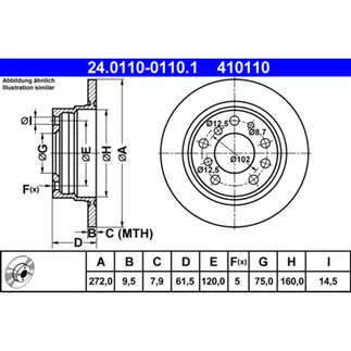 ATE Rear Disc Brake Rotor - 34211163132
