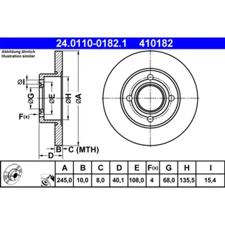 ATE Rear Disc Brake Rotor - 8A0615601