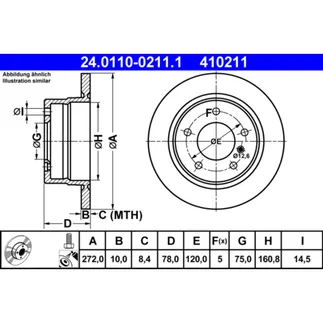 ATE Rear Disc Brake Rotor - 34216758553