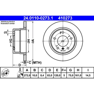 ATE Rear Disc Brake Rotor - 34216794298
