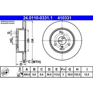 ATE Front Disc Brake Rotor - 4514210112