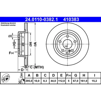 ATE Rear Disc Brake Rotor - 246423011207