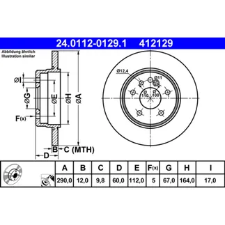 ATE Rear Disc Brake Rotor - 140423061264