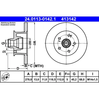 ATE Front Disc Brake Rotor - 251407617A