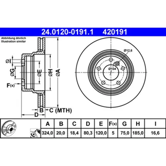 ATE Rear Disc Brake Rotor - 34216756849