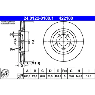 ATE Front Disc Brake Rotor - 1H0615301A