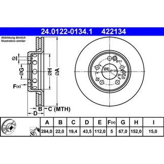 ATE Front Disc Brake Rotor - 1244212312