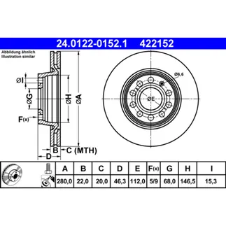 ATE Rear Disc Brake Rotor - 8E0615301P