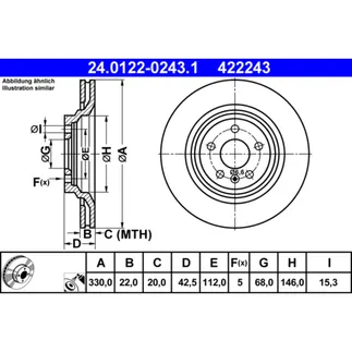 ATE Rear Disc Brake Rotor - 4F0615601B