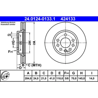 ATE Front Disc Brake Rotor - 4241428