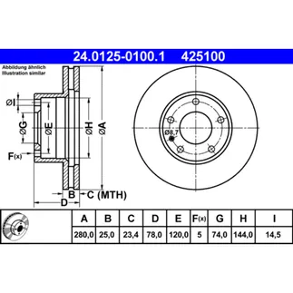 ATE Front Disc Brake Rotor - 34111163141