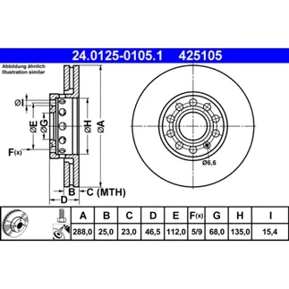 ATE Front Disc Brake Rotor - 4A0615301D