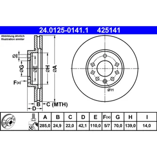 ATE Front Disc Brake Rotor - 93171497
