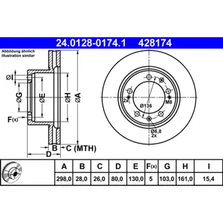 ATE Front Disc Brake Rotor - 96435104106