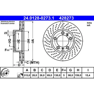 ATE Front Left Disc Brake Rotor - 98135140101