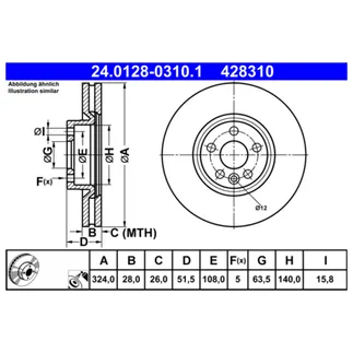 ATE Front Disc Brake Rotor - 31423305