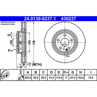 ATE Front Disc Brake Rotor - 246421261207