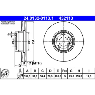 ATE Front Disc Brake Rotor - 34116757757
