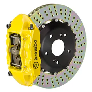 Brembo Audi Rear GT BBK 4 Piston Cast 328x28 2PC Rotor Drilled- Yellow - 2P1.6007A5