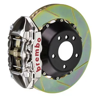 Brembo BMW Rear GTR BBK 4Pist Billet 345x28 2PC Rtr Slotted Type1- Nickel- 2P2.8010AR