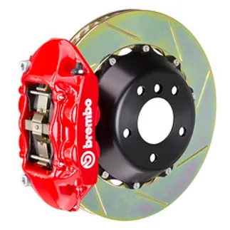 Brembo BMW Rear GT BBK 4 Piston Cast 345x28 2PC Rotor Slotted Type-1-Red - 2P2.8022A2