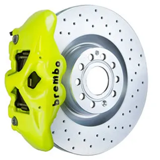 Brembo Audi Frnt GT BBK 4 Pist Cast 345x30 1PC Rotor Drilled- Fluo. Yellow-1S4.8001A7
