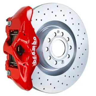 Brembo VW/Audi Front GT BBK 4 Piston Cast 345x30 1PC Rotor Drilled-Red - 1S4.8002A2