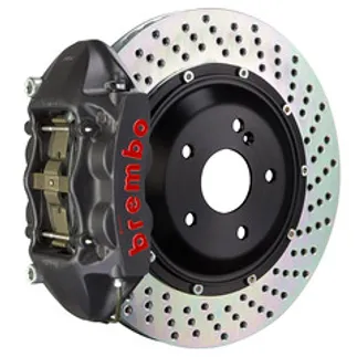 Brembo BMW Rear GTS BBK 4 Pist Cast 380x28 2PC Rotor Drilled-Black Hard-2P1.9010AS