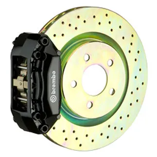 Brembo VW Front GT BBK 4 Piston Cast 2PC 330x28 1PC Rotor Drilled-Black - 1A4.6016A1