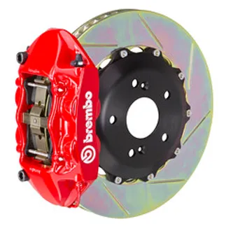 Brembo Audi Rear GT BBK 4 Piston Cast 328x28 2PC Rotor Slotted Type1-Red - 2P2.6007A2