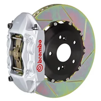 Brembo Audi Rear GT BBK 4 Piston Cast 328x28 2PC Rotor Slot Type1-Silver - 2P2.6007A3