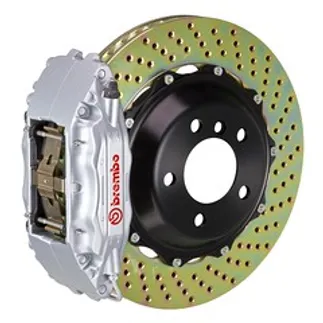 Brembo Porsche Frnt GT BBK 4 Piston Cast 2pc 355x32 2pc Rtr Drilled-Silver-1B1.8022A3