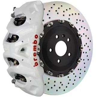 Brembo Porsche Front GT BBK 8 Piston Cast 412x38 2pc Rtr Drilled- White - 1Q1.9614A6