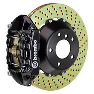 Brembo Porsche Rear GT BBK 4 Piston Cast 380x28 2pc Rtr Drilled-Black - 2P1.9004A1