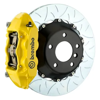 Brembo GT 345x28 Rear Slotted T3 4 Piston 2PC BBK For Porsche Yellow - 2P3.8068A5
