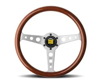Momo Indy Steering Wheel 350 mm - Magoany Wood/Brshd Spokes