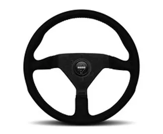 Momo Montecarlo Alcantara Steering Wheel 350 mm - Black/Black Stitch/Black Spokes