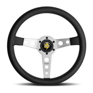 Momo Prototipo Steering Wheel 320 mm - Black Leather/White Stitch/Brshd Alum Spokes