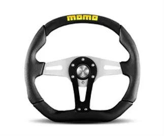 Momo Trek Steering Wheel 350 mm - Black AirLeather/Brshd Al Spokes