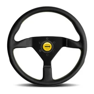 Momo Montecarlo Steering Wheel 350 mm - Black Leather/Yellow Stitch/Black Spokes