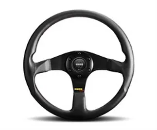 Momo Tuner Steering Wheel 320 mm - Black Leather/Red Stitch/Black Spokes