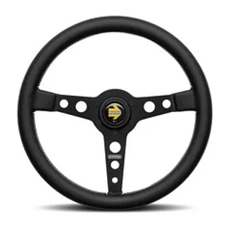 Momo Prototipo Steering Wheel 370 mm - Black Leather/White Stitch