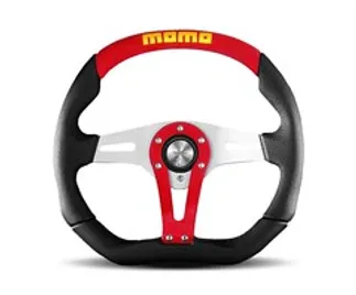 Momo Trek Steering Wheel 350 mm - Red Black AirLeather/Brshd Al Spokes