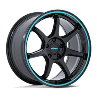 Rotiform RC208 BPU 19X9.5 ET20 5X4.5 / 72.56 CB - Gloss Black W/ Teal Stripe