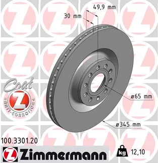 Zimmermann Front Disc Brake Rotor - 1K0615301AR