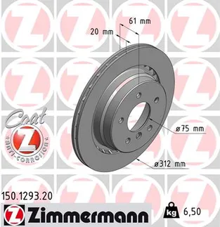 Zimmermann Rear Right Disc Brake Rotor - 34212227178