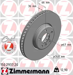 Zimmermann Front Right Disc Brake Rotor - 34116860912