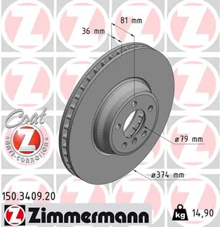 Zimmermann Front Disc Brake Rotor - 34116766107